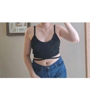 SHEIN Black Strappy Crop Top Size Medium